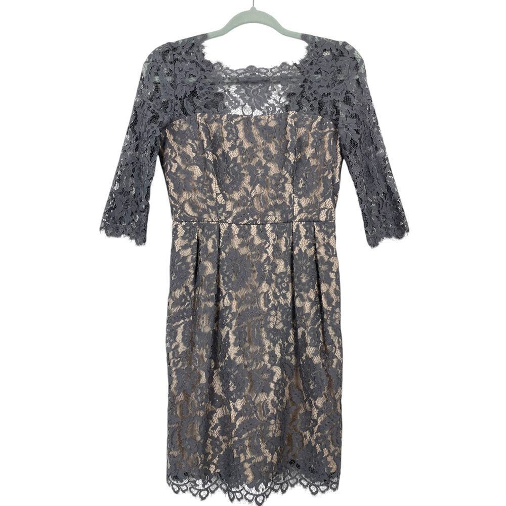 Milly Stella Lace Dress Gray Size 4 Mini Cocktail Evening Wedding Night Out